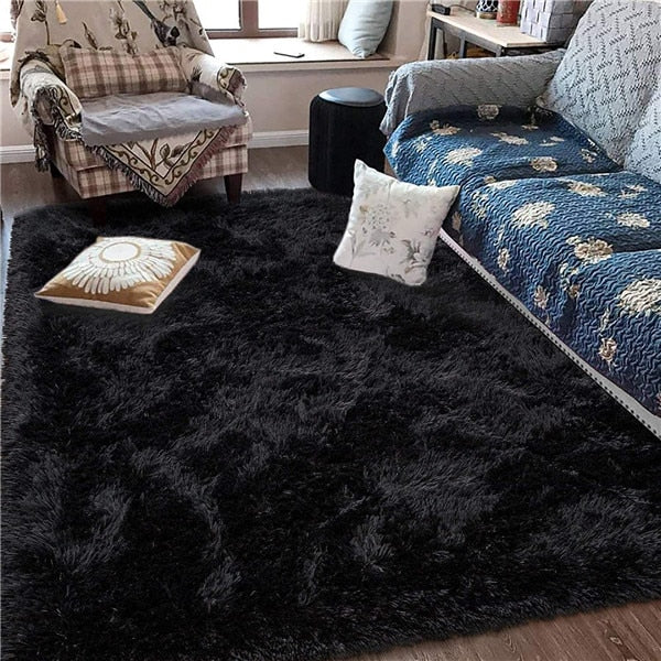 Black Rectangular Shag Rug