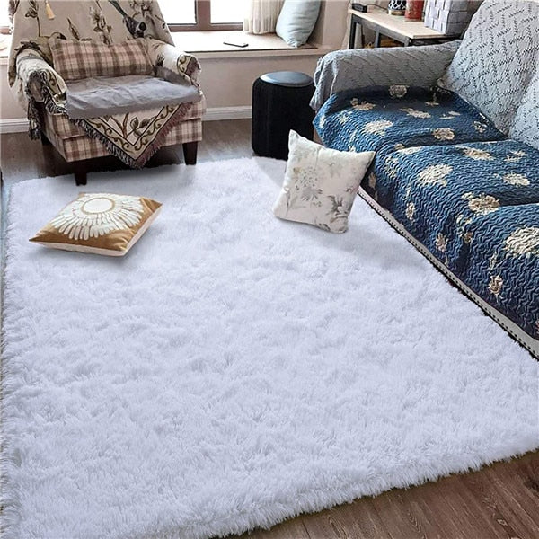 White Rectangular Shag Rug