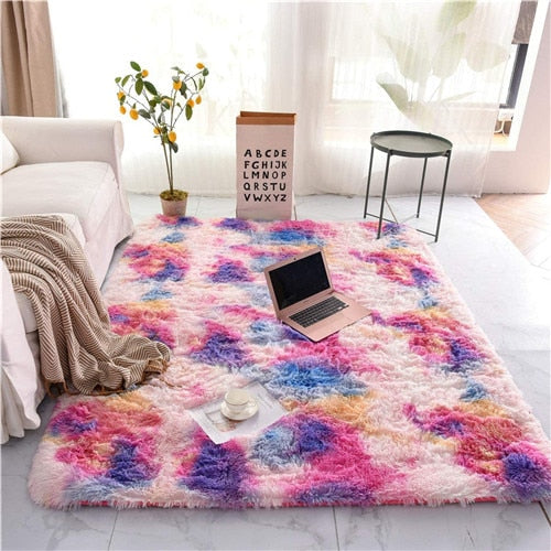 Trippy Multicolor Rectangular Shag Rug