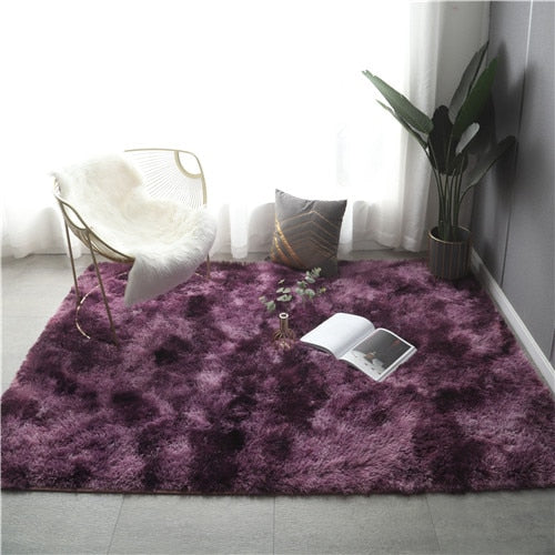 Pyschadelic Purple Rectangular Shag Rug