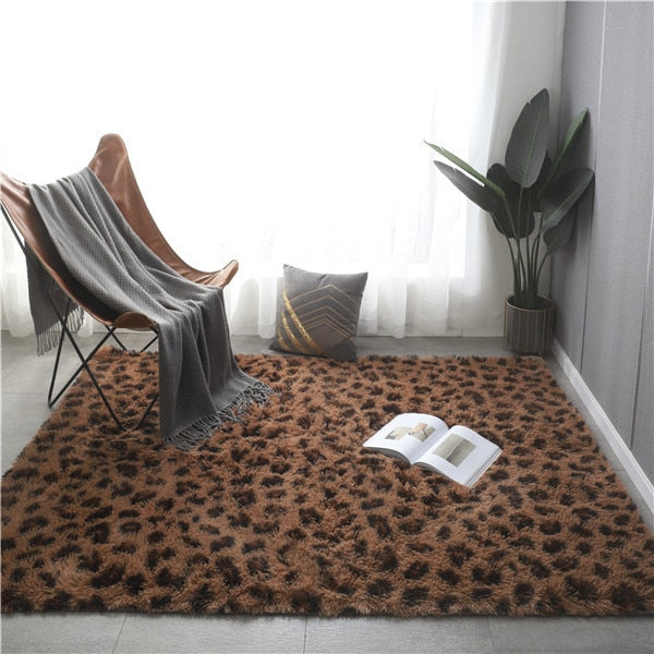 Lucky Leopard Rectangular Shag Rug