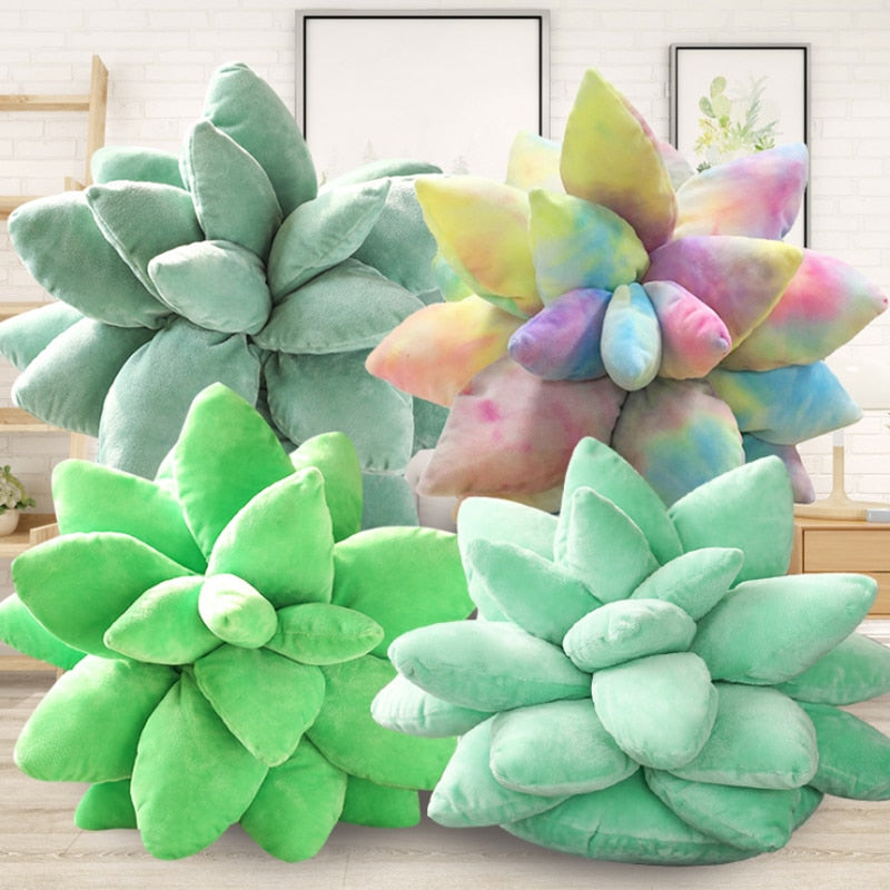 Rainbow Succulent Plush Pillow