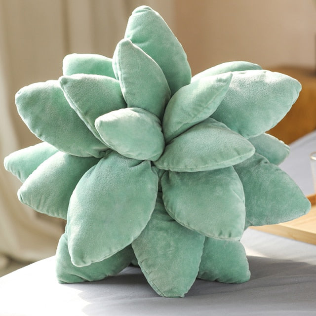 Dark Green Succulent Plush Pillow