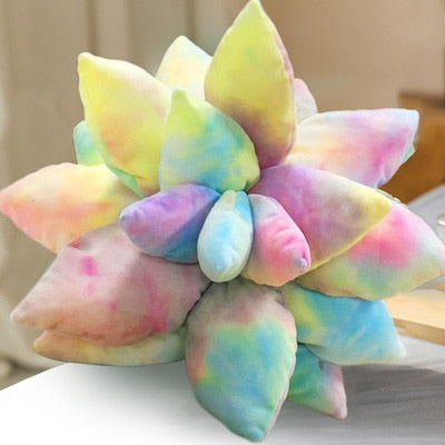 Rainbow Succulent Plush Pillow