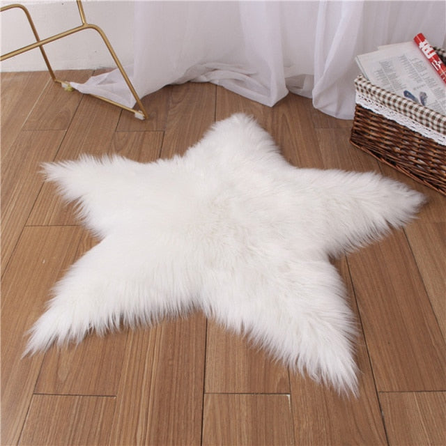 Pure White Star Shag Rug