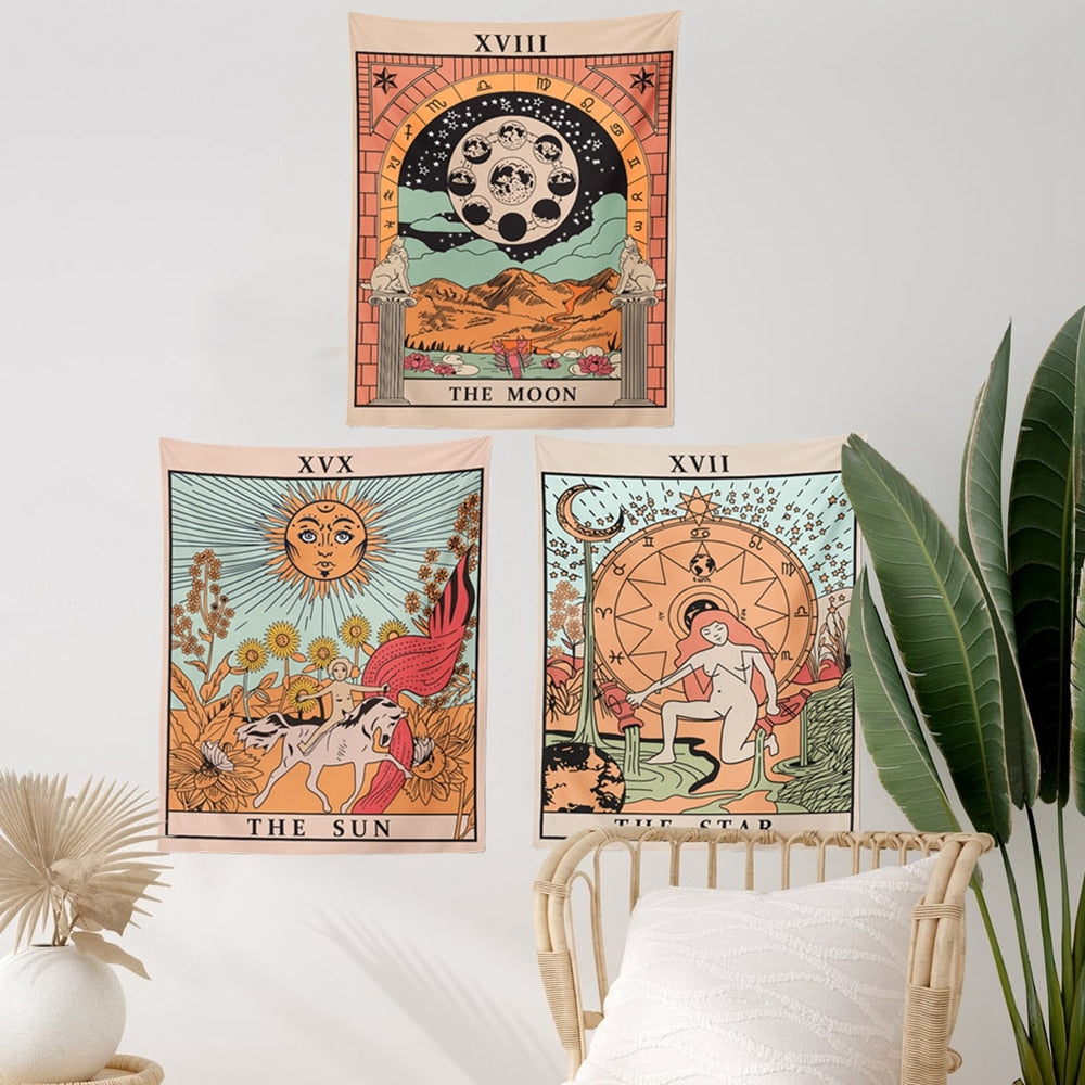 The Sun, The Moon and The Star - Multicolor Tapestry 3 Pack