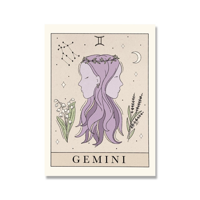 Gemini Bohemian Zodiac Canvas Print