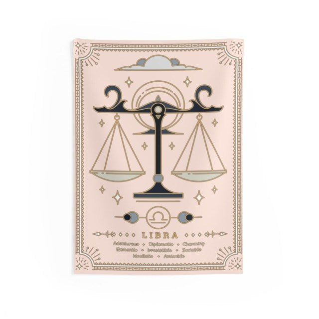 Libra Pink Zodiac Tapestry