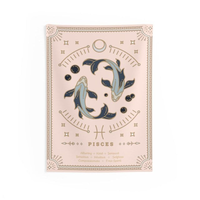 Pisces Pink Zodiac Tapestry