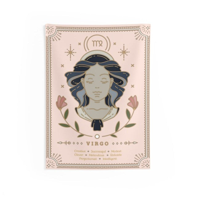 Virgo Pink Zodiac Tapestry