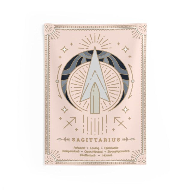 Sagittarius Pink Zodiac Tapestry