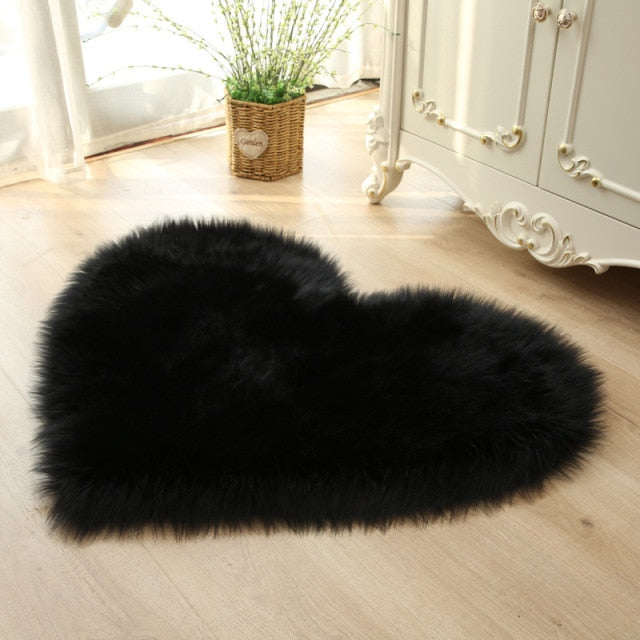 Light Blue Heart Shaped Plush Rug