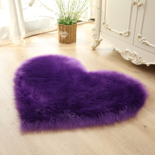 Violet Heart Shaped Plush Rug