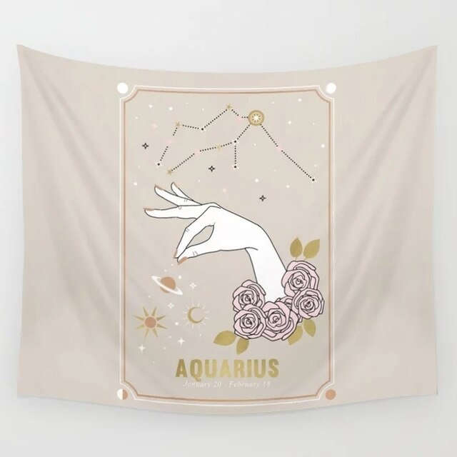 Aquarius Zodiac Tarot Tapestry