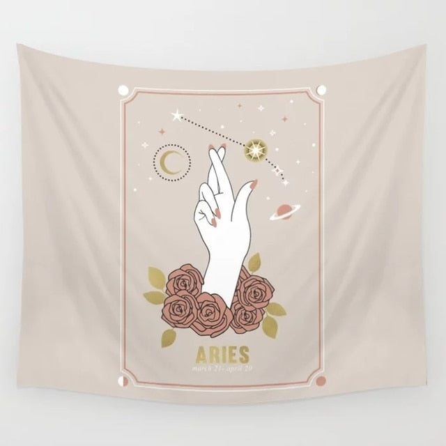 Aries Zodiac Tarot Tapestry