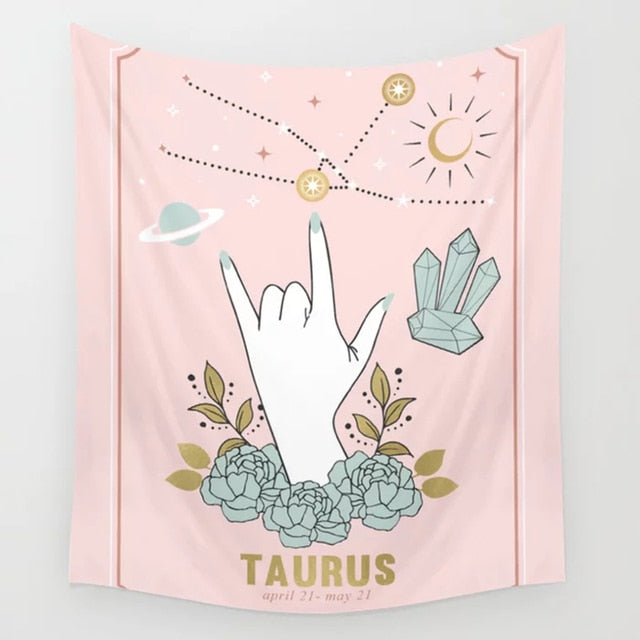 Taurus Zodiac Tarot Tapestry