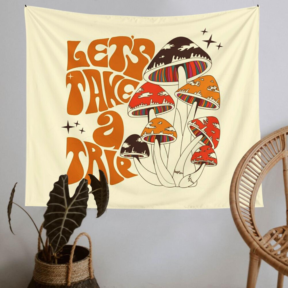 Lets Take a Trip Orange Tapestry