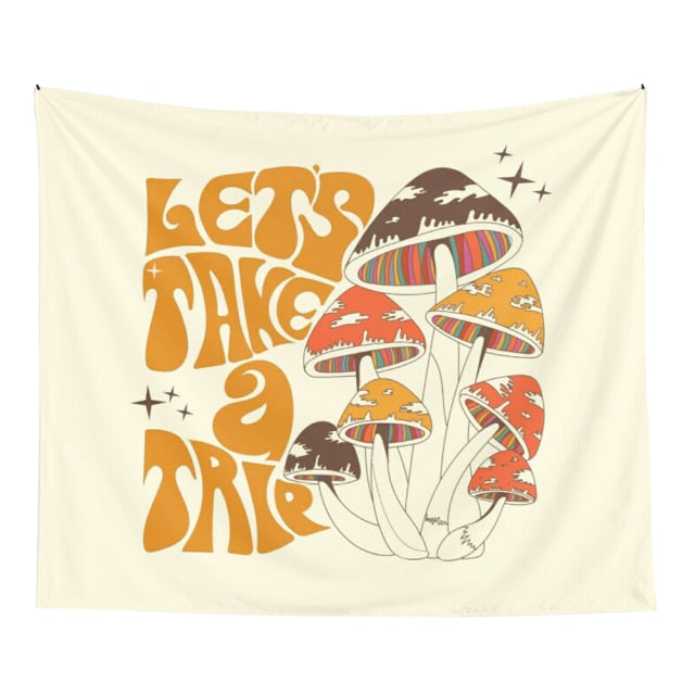 Lets Take a Trip Orange Tapestry