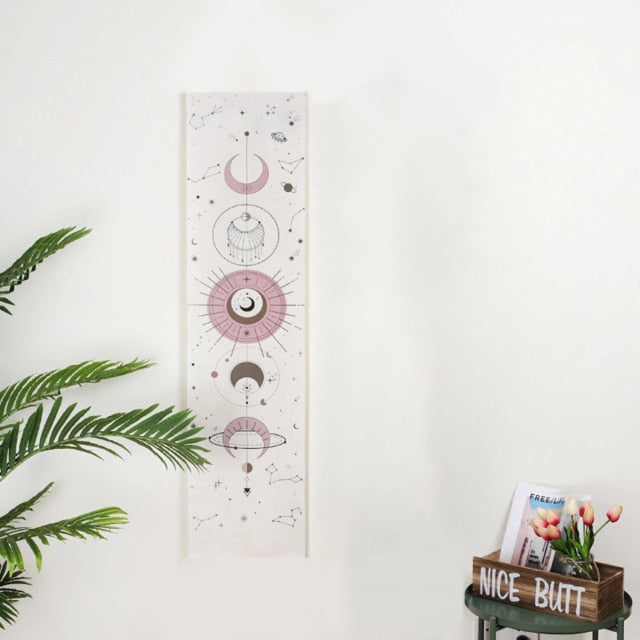 Pink Vintage Moon Phase Tapestries