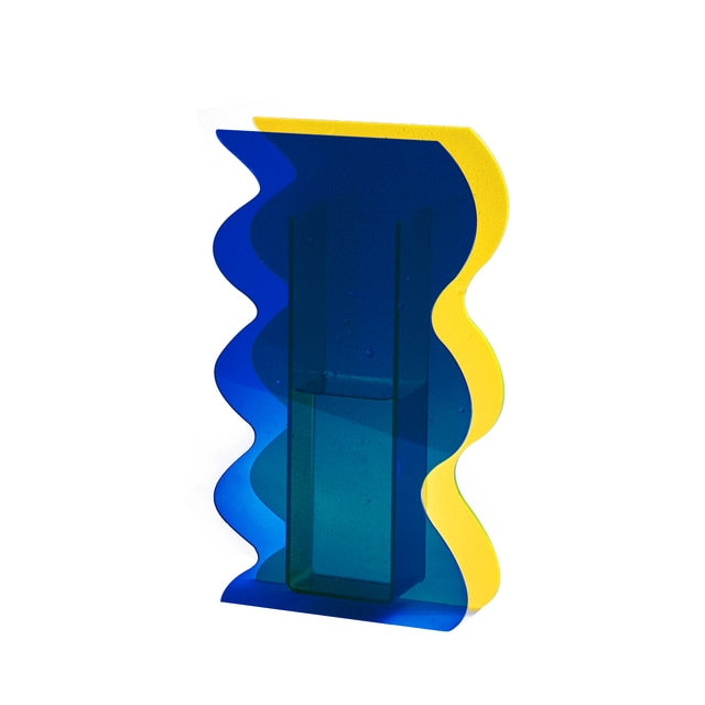 Blue & Yellow Abstract Vase