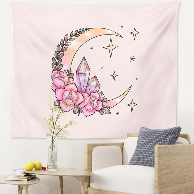 Crystal Crescent Moon Tapestry
