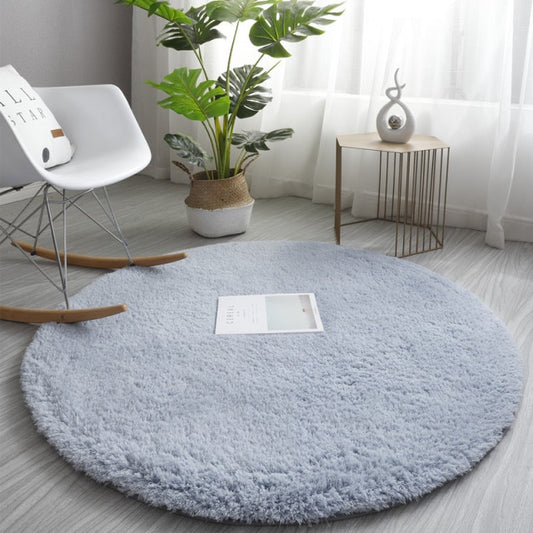 Grey Circle Shag Rug