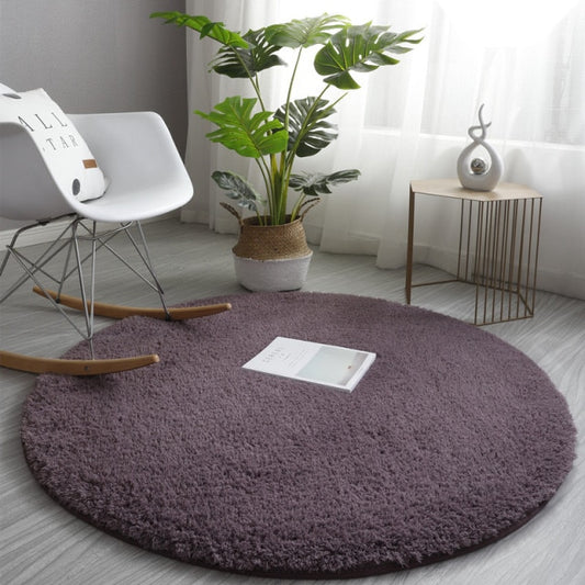 Plum Circle Shag Rug