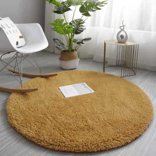 Khaki Circle Shag Rug