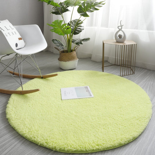 Lime Green Circle Shag Rug