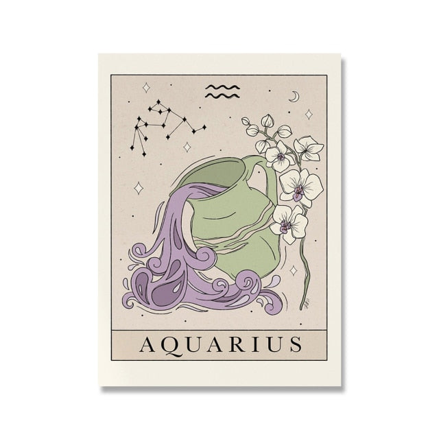 Aquarius Bohemian Zodiac Canvas Print