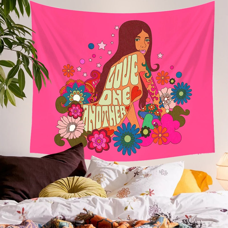 Spread Love Hot Pink Tapestry