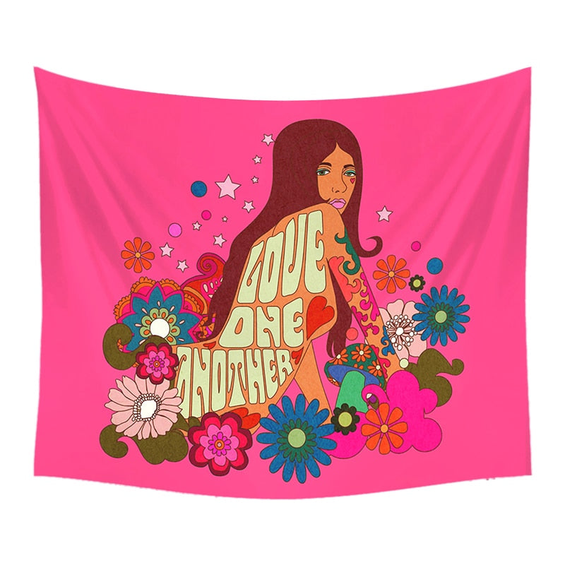 Spread Love Hot Pink Tapestry
