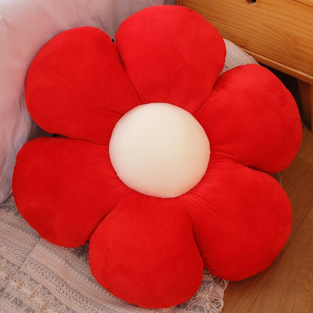 Red Plush Flower Pillow