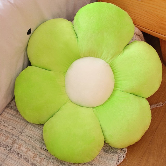 Lime Green Plush Flower Pillow