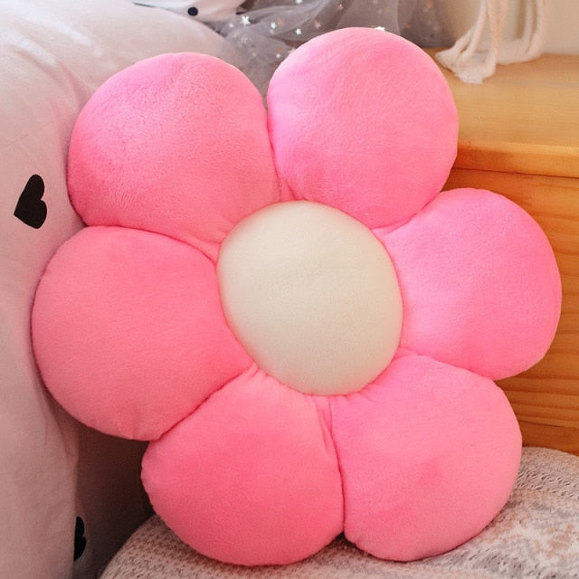 Hot Pink Plush Flower Pillow