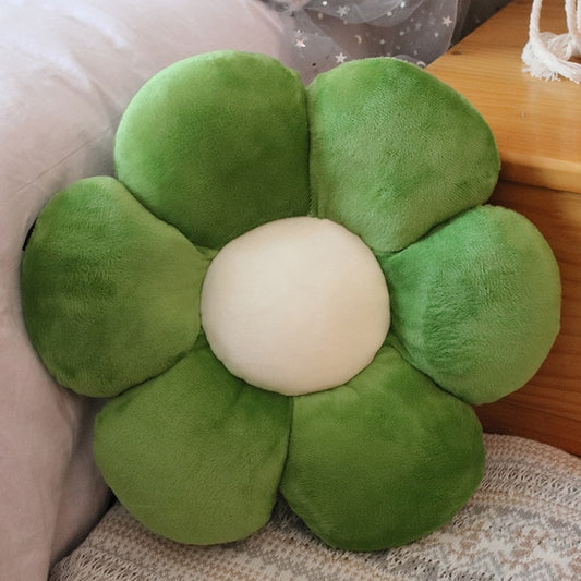 Green Plush Flower Pillow