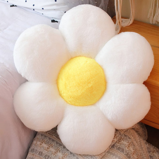 White Plush Flower Pillow
