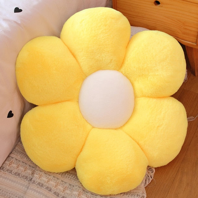 Yellow Plush Flower Pillow
