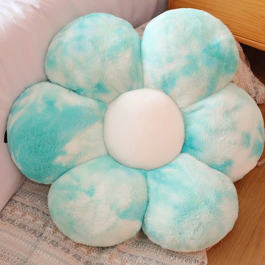 Light Blue Plush Flower Pillow