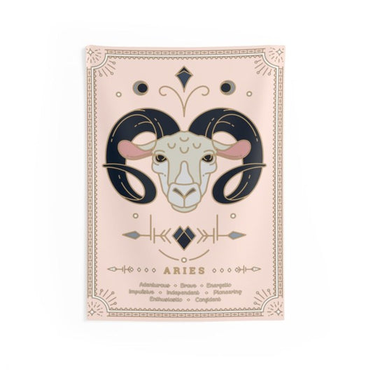 Aries Pink Zodiac Tapestry