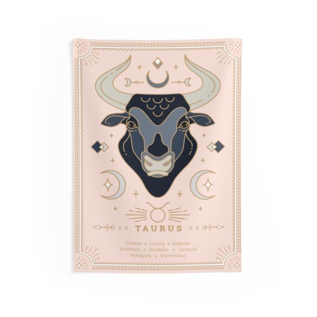 Taurus Pink Zodiac Tapestry
