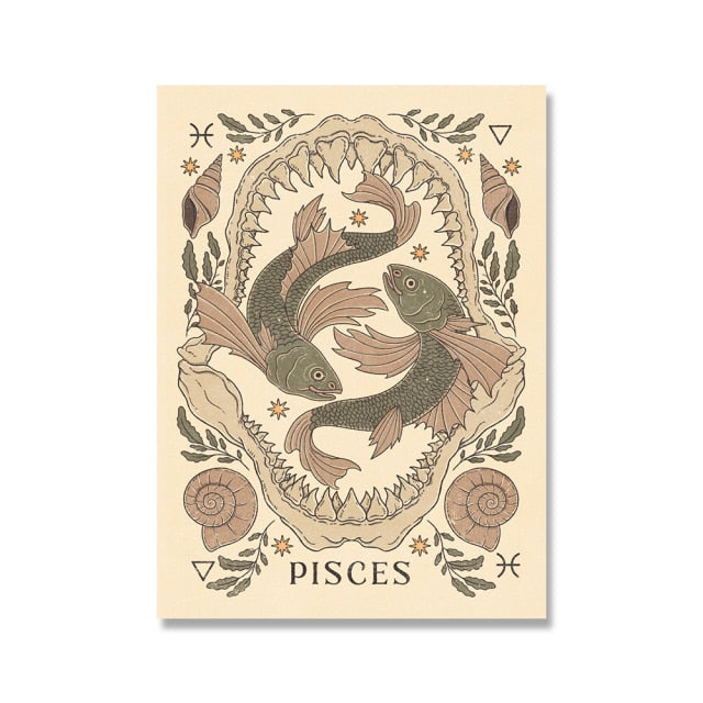 Pisces Boho Sign Print