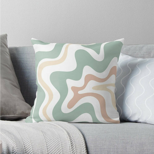 Light Green Retro Swirl Pillow Cover