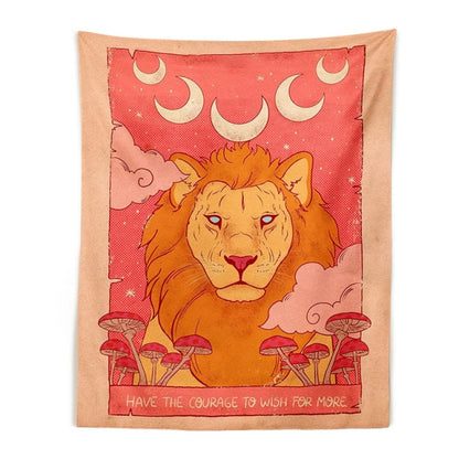 Strong Lion Spirit Animal Tarot Tapestry